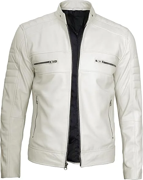 Leather Jacket Men - Real Lambskin Natural Grain Leather Motorcycle Jackets For Mens