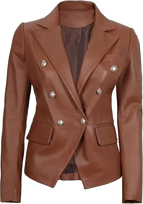Leather Blazers For Women - Blazers For Women Business Casual - Real Lambskin Blazer Jackets For Women's