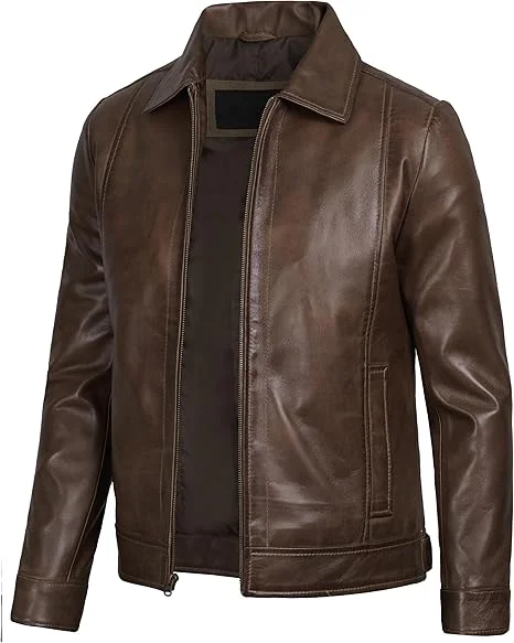 Mens Leather Jacket - Real Lambskin Classic Vintage Style Leather Jackets For Men