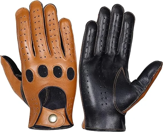 Genuine Leather Fashion Gloves, Motorcycle Knuckle Fit Gloves