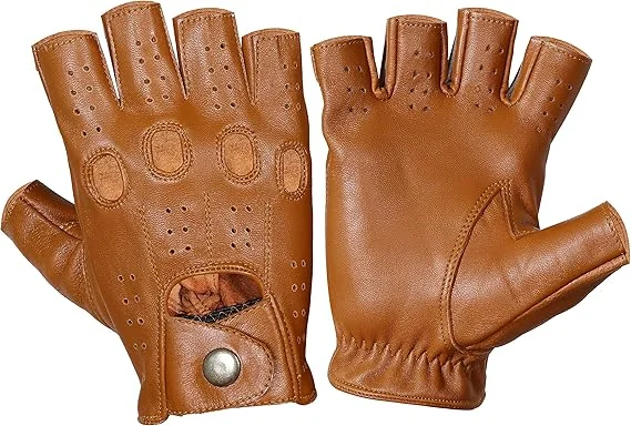 Genuine Leather Gloves, Lambskin leather gloves, motorcycle gloves, Leather Gloves, Half finger Gloves